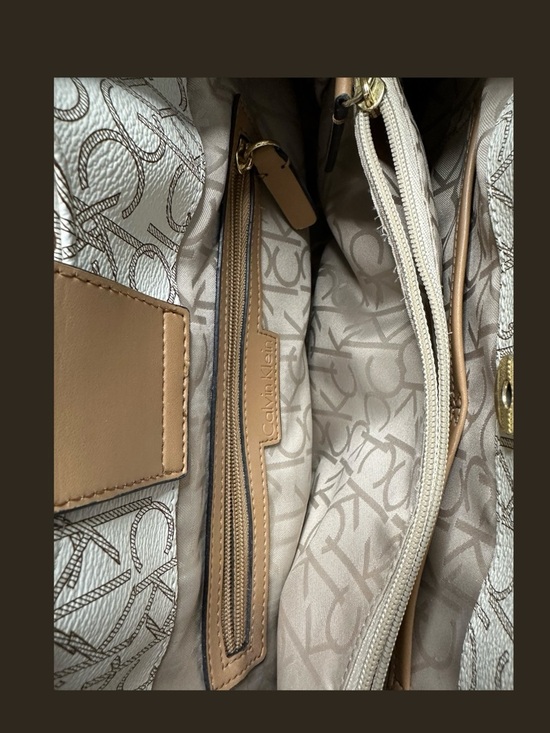 🌻 Calvin Klein Monogram Shopper Top Handle Bag #808 - Picture 6 of 11